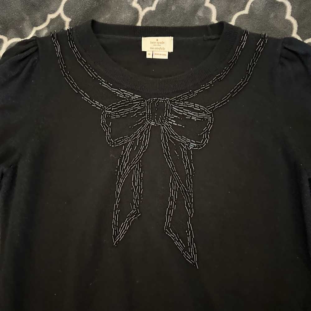Kate Spade Ribbon Embellished Sweater - Black - Medium (Used)